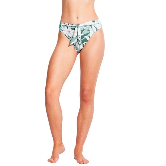 NWT Seafolly Australia Copacabana Tie Front Hi Rise Bikini Bottom Green Womens 6 - Picture 1 of 12